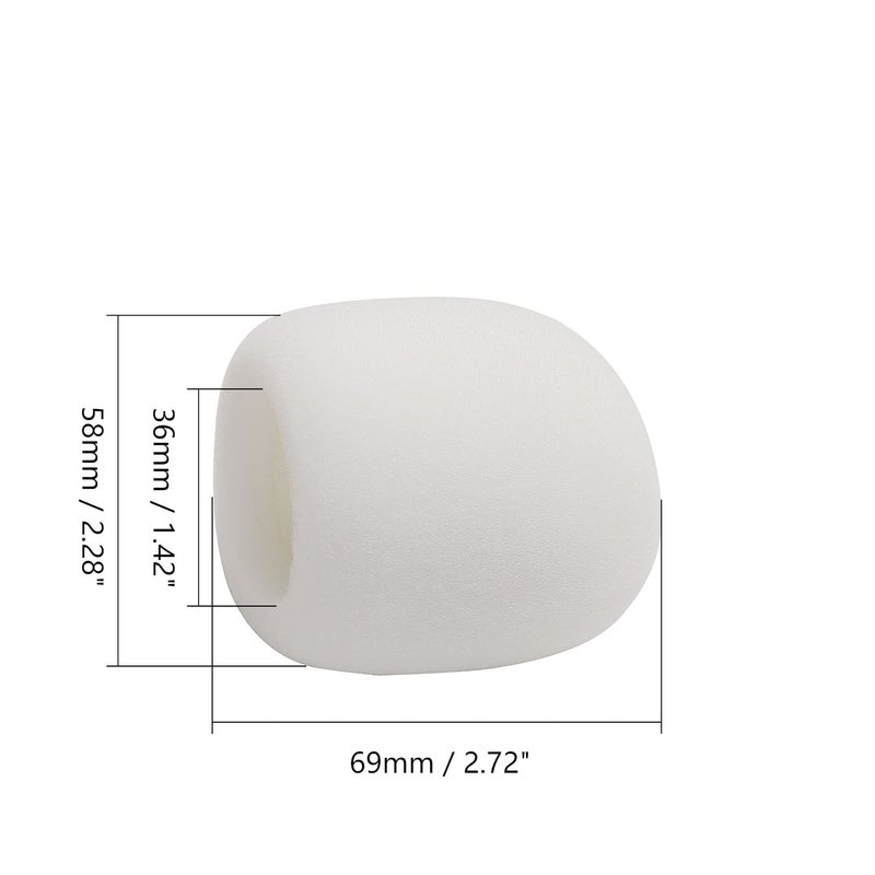 Fielect فيلكت 5 قطع غطاء ميكروفون إسفنجي ميك غطاء ميكروفون محمول واقي ريح ميكروفون غطاء فلتر إسفنجي أبيض للكرايوكي، دي جي، كيه تي في، البث - Image 2